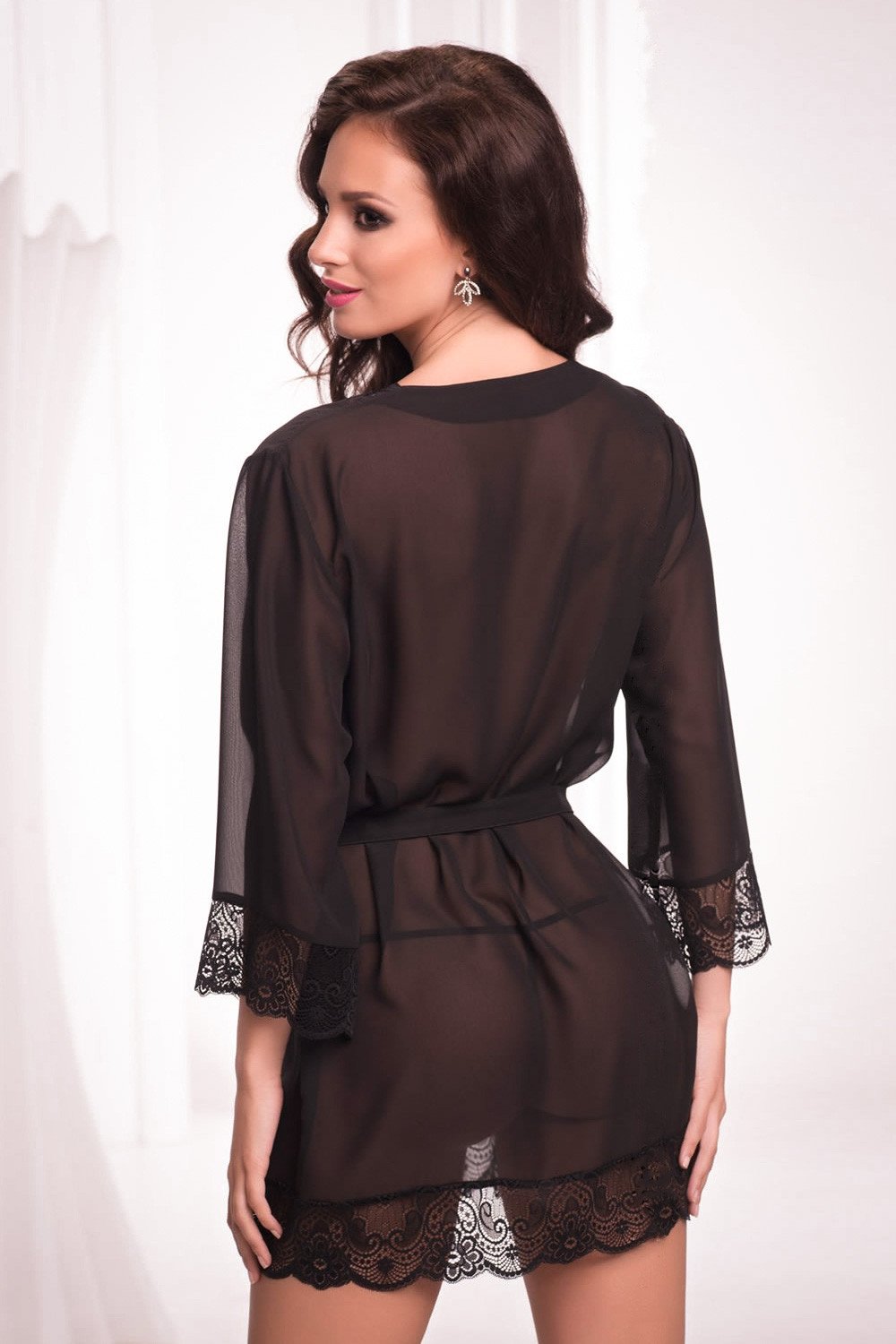 Black Boudoir Dressing Gown, Burlesque Robe, Sheer Robe Long Sleeves - Etsy